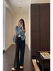 High Waist Slimming Straight Wide-Leg Glutinous Rice Pants for Women - Spring/Summer