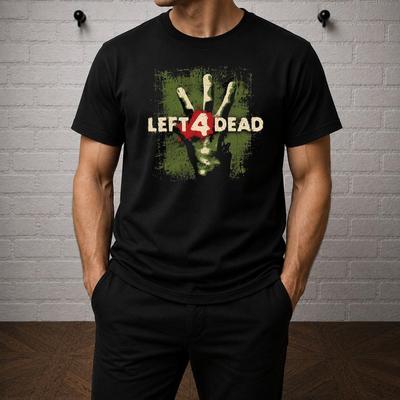 Maglietta Left 4 Dead, Maglietta Gioco Survival Zombie, T-shirt Sparatutto Horror Co Op, Maglietta con Grafica Mano Infetta, Regalo per Gamer