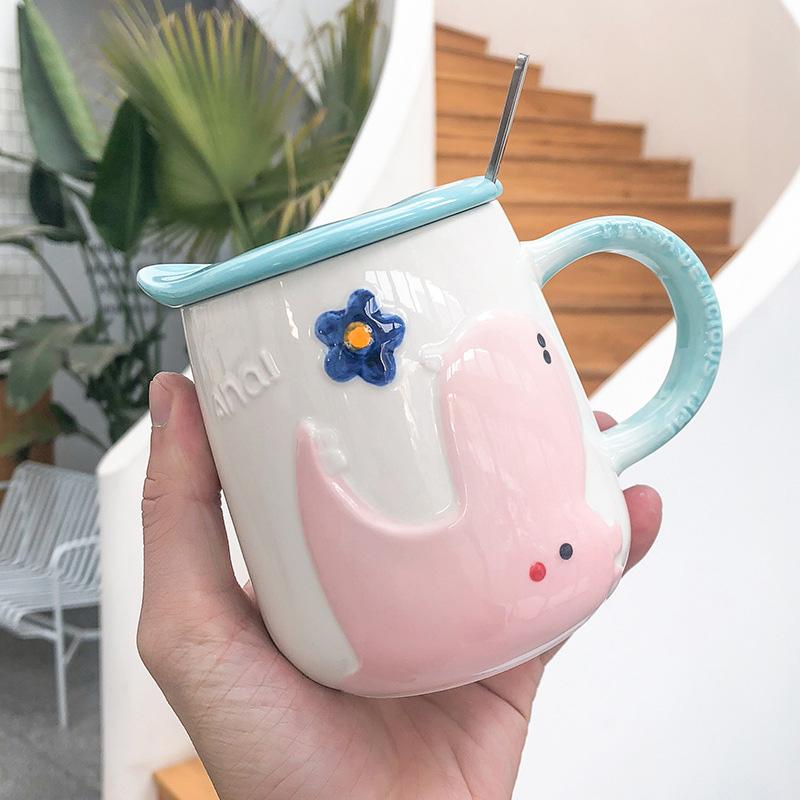 Cartoon Embossed Animal Coffee mug,Painted Big Belly Juice Milk Mugs Unique Breakfast Cup Drinkware Novelty Nice Gifts