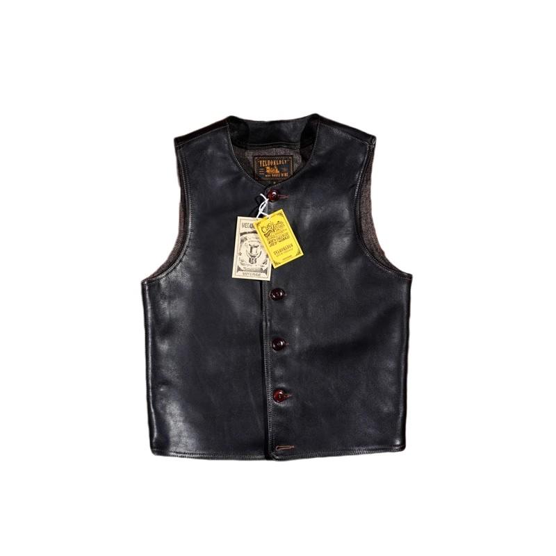 Klasická retro kožená kožená vesta Tomahawk na motorku