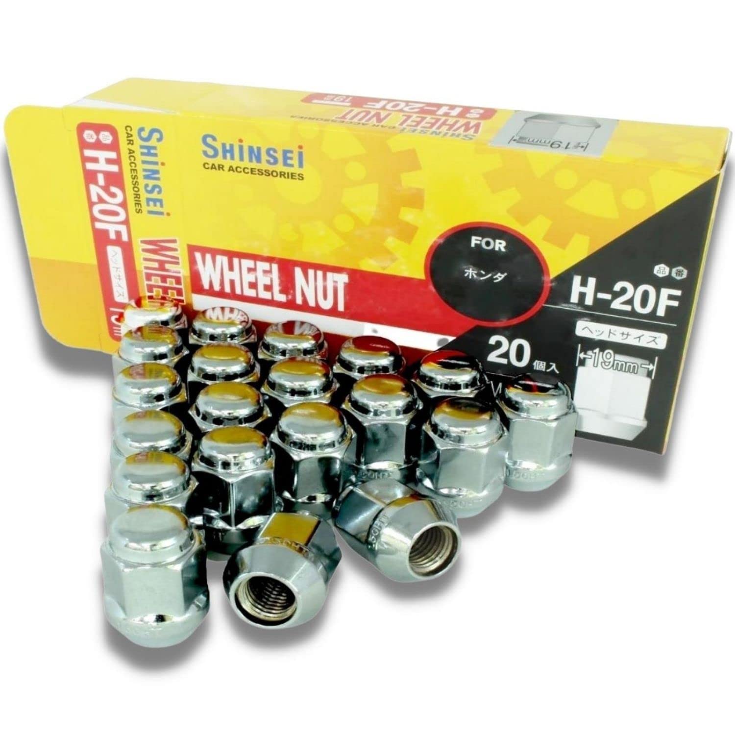 

Shinsei Сумка с колесными гайками M12 P1.5 19мм 20 штук Honda H-20F