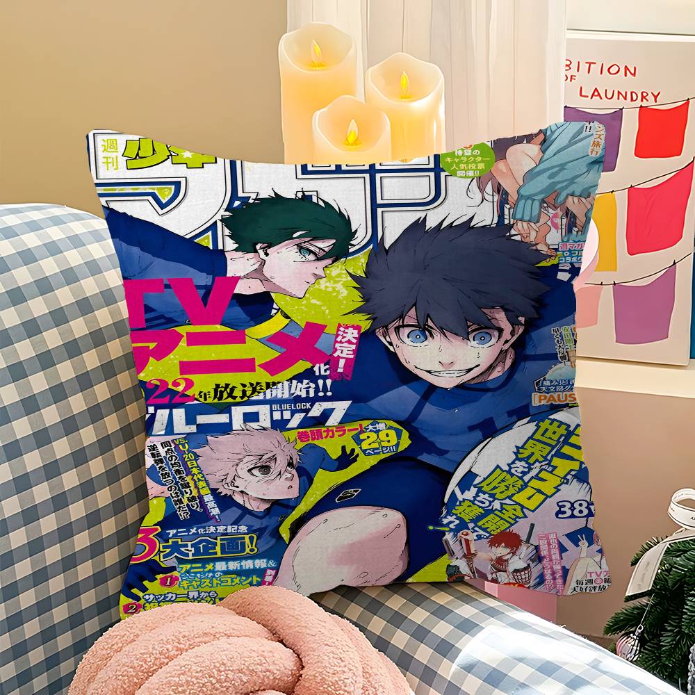 Anime BLUE LOCK Isagi Yoichi Pillow Anime Pillow Sofa Bed Head Pillow Cover Cushion Cover 45x45 Cm Fashion