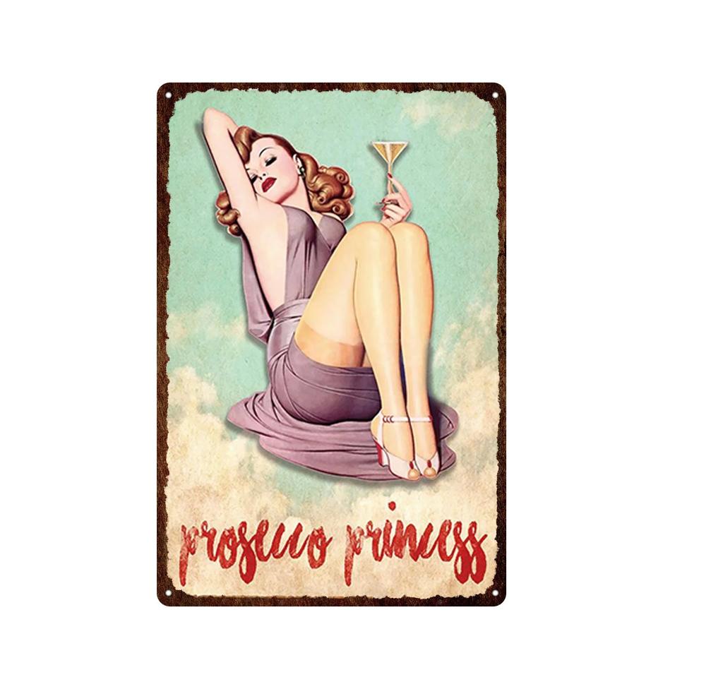 Iron Painting Elegant Pin Up Girl Retro Posters Tin Sign Metal Sign Decor Wall Women Portrait Bar Pub Club Man Cave Pictures