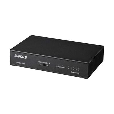Buffalo Giga Compatible Metal Housing Power Supply 5 Ports Black Switching Hub Magnet Supports Wall Mounting Built-in LSW6-GT-5NS/BK