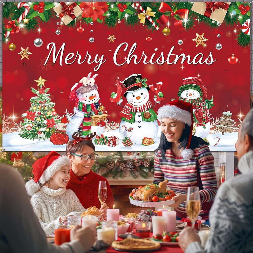 Christmas Background Banner Party Decoration Winter Snowman Christmas Background Merry Christmas Snowflake Decoration