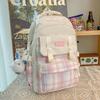 Schoolbag New College Style Women's Plaid Contrast Color Large Capacity Backpack Junior High School Students Elementary School Students Two-piece