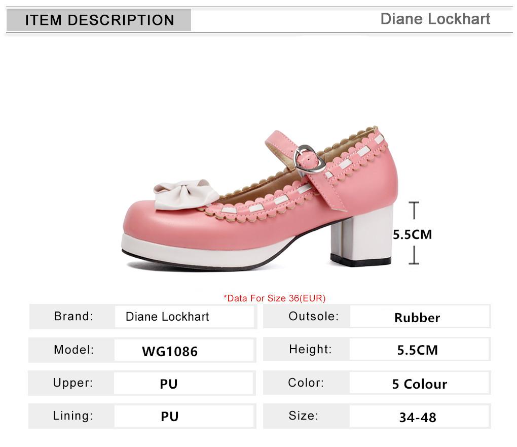 Fashion Girls Sweet Med Heel Ruffles Lolita Shoes Cute Bow Mary Jane Pumps Bride Wedding Cosplay Party Red Pink Black Green Size 34-48