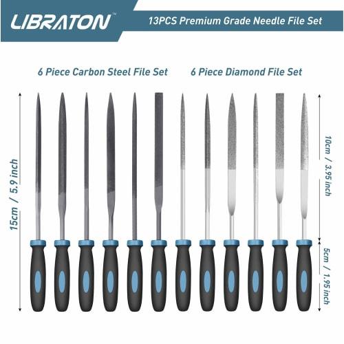 LIBRATON 12-Piece File Set, Includes Diamond Files, Precision Iron Files, Woodworking Files, Knife Sharpening Files, Round Files, Triangular Files, Fl