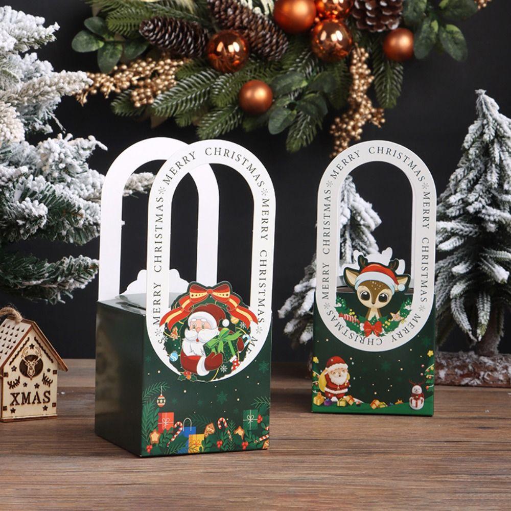 10pcs Paper Christmas Fruit Packaging Box Cute Xmas Eve Packaging Bag Christmas Gift Box Chocolate
