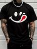 Unisex White Summer Tee Wink Smile Red Tongue Print Loose Oversized Streetwear Daily Casual Crew Neck Unisexs Short Sleeve Basic Top