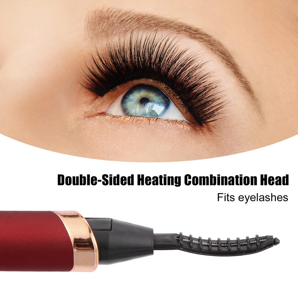 VOCOSTE Electric Hot Eyelash Curling Eyelashes with 3 Adjustable Red Curler, Rechargeable, Heated, Temperatures,