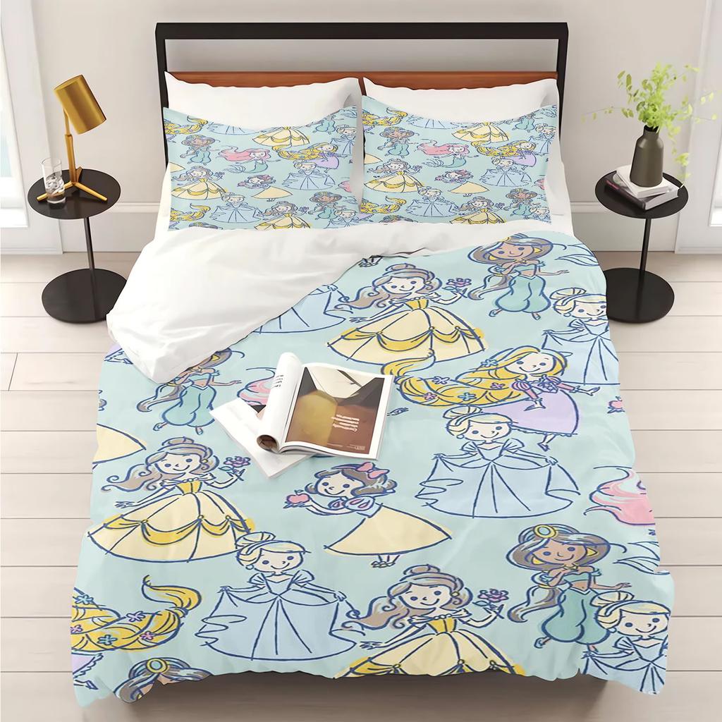 Princess Series 100% Polyester Duvet Cover Set Home Decor Bedding Comforter Sets 3D Children'S Bedding Set 3-Piece