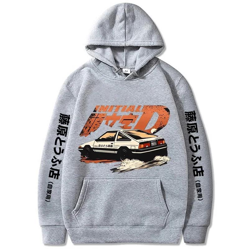 Anime Initial D Tištěné Mikiny Letní Dospívající Ležérní Volné Módní Retro Divoký Streetwear Y2K Dlouhý Rukáv Fleece