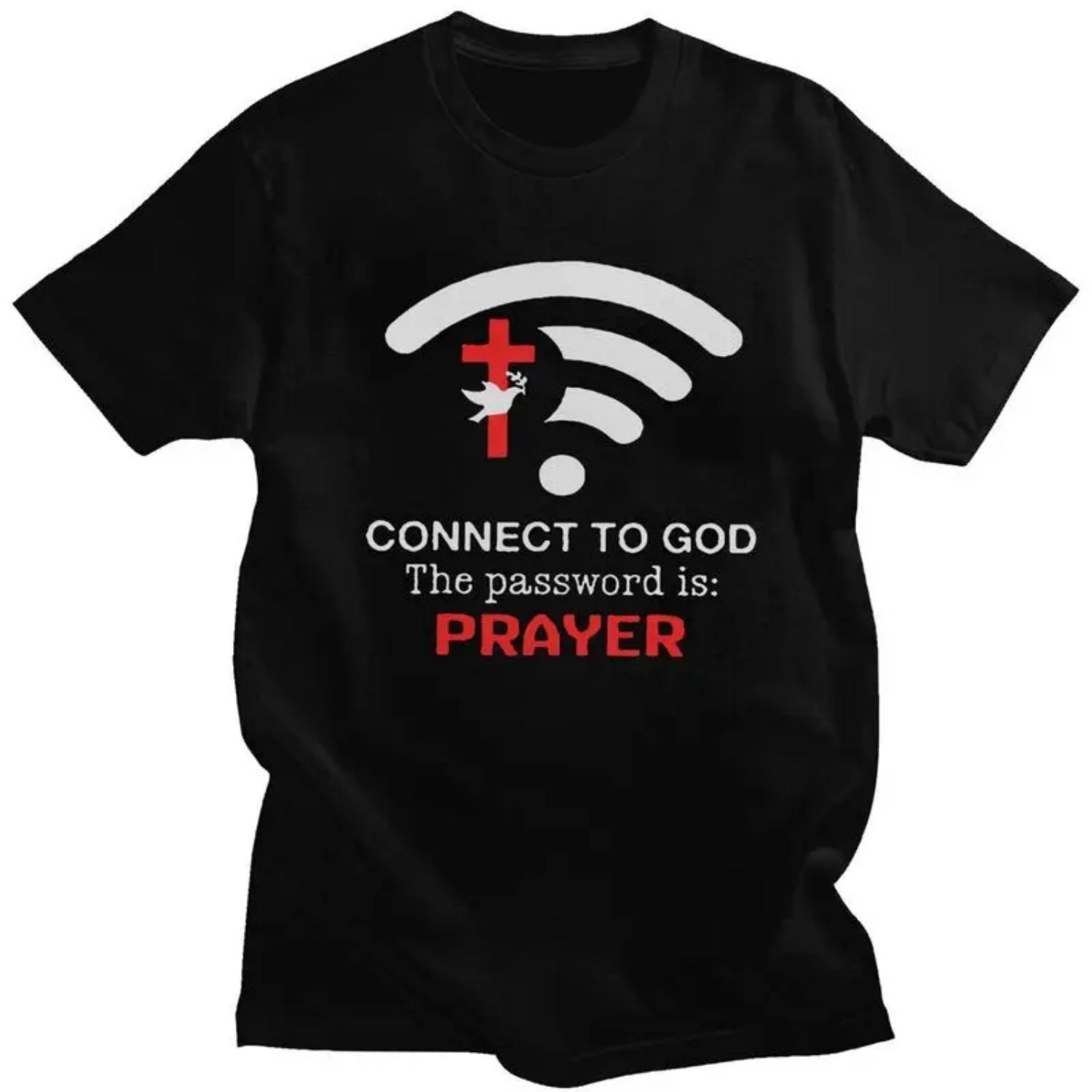 

Мужская футболка Custom Connect To God The Password Is Prayer 100% Хлопок Футболка с принтом Иисус Христианские цитаты Футболка S чёрный