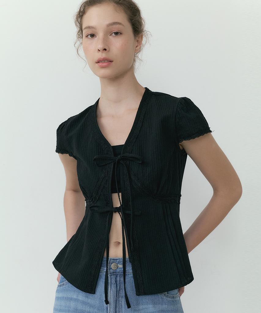LUCIR ZU Havana Lace Blouse (Black)