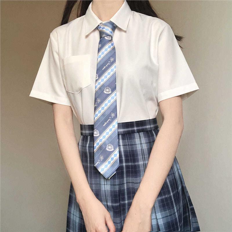 

Original JK Uniform Japanese Short Sleeve Shirt - Black/White with Pointed and Round Collar Options L