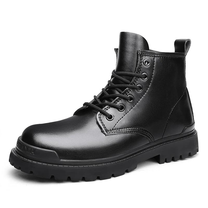 Fashion High Brand Mens Lace Up Motorcycle Boots Comfortable Ankle Boots Fashionable Male Side Zipper High Top Shoes Travel Biker Botas