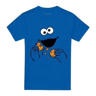 Sesame Street Unisex Adult Om Nom Cookie Monster Face T-Shirt