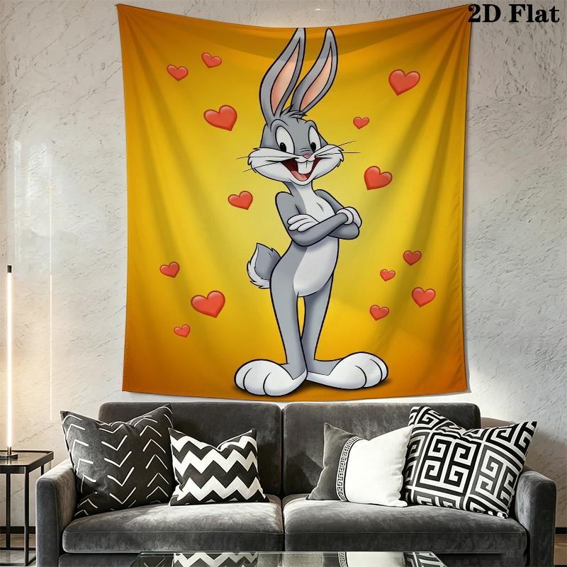 Bugs Bunny Wall Tapestry Aesthetic Wall Hanging Printed Fabric Blanket Decorative Tapestries for Bedroom Living Room Home Decor