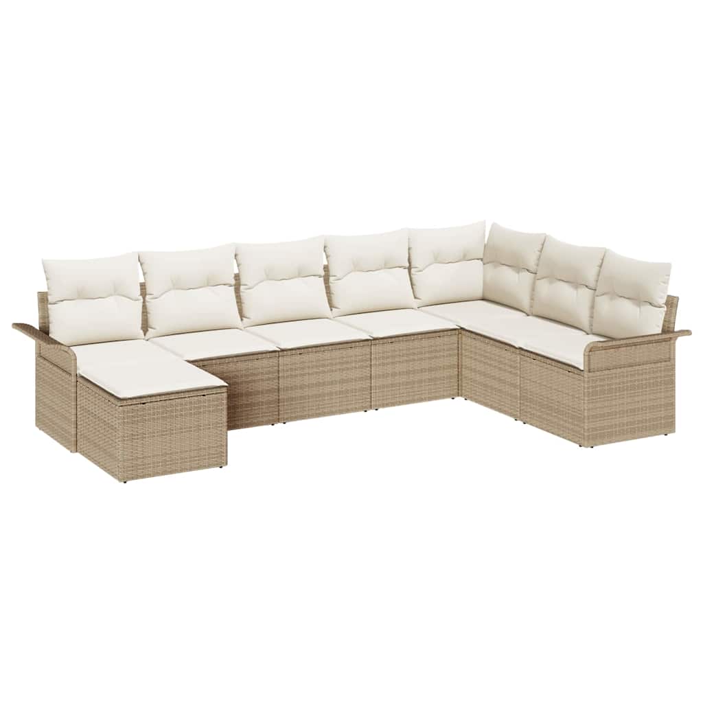 Garden Sofa Set with Cushions 8 Pcs Beige Poly Rattan