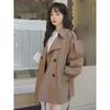 Coffee Color Short Windbreaker Jacket Women's Loose Spring and Autumn Small Lantern Sleeve Coat