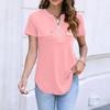 Women's Casual Short Sleeve Top with Fashion Collar Zipper Front and Decorative Faux Pockets Lightweight Breathable Shirt