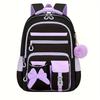 Girl Cute Backpack Bow Pom-Pom Charms Kawaii Rucksack Campus Students School Bags Casual Daypack Large-Capacity Durable Book Bag