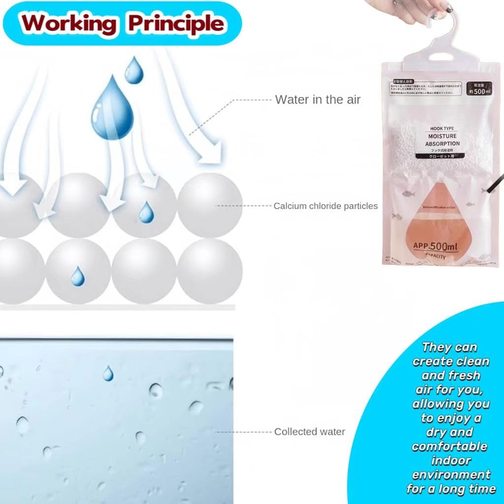 Moisture Hanging Absorber Bag Large Capacity Wardrobe Dehumidifier Anti-Mold Desiccant Bags For Closet And Home Damp Control