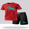 Youth Men's Fashionable Casual Sports Two-Piece Set Print Summer Short-Sleeved T-Shirt And Shorts Ensemble