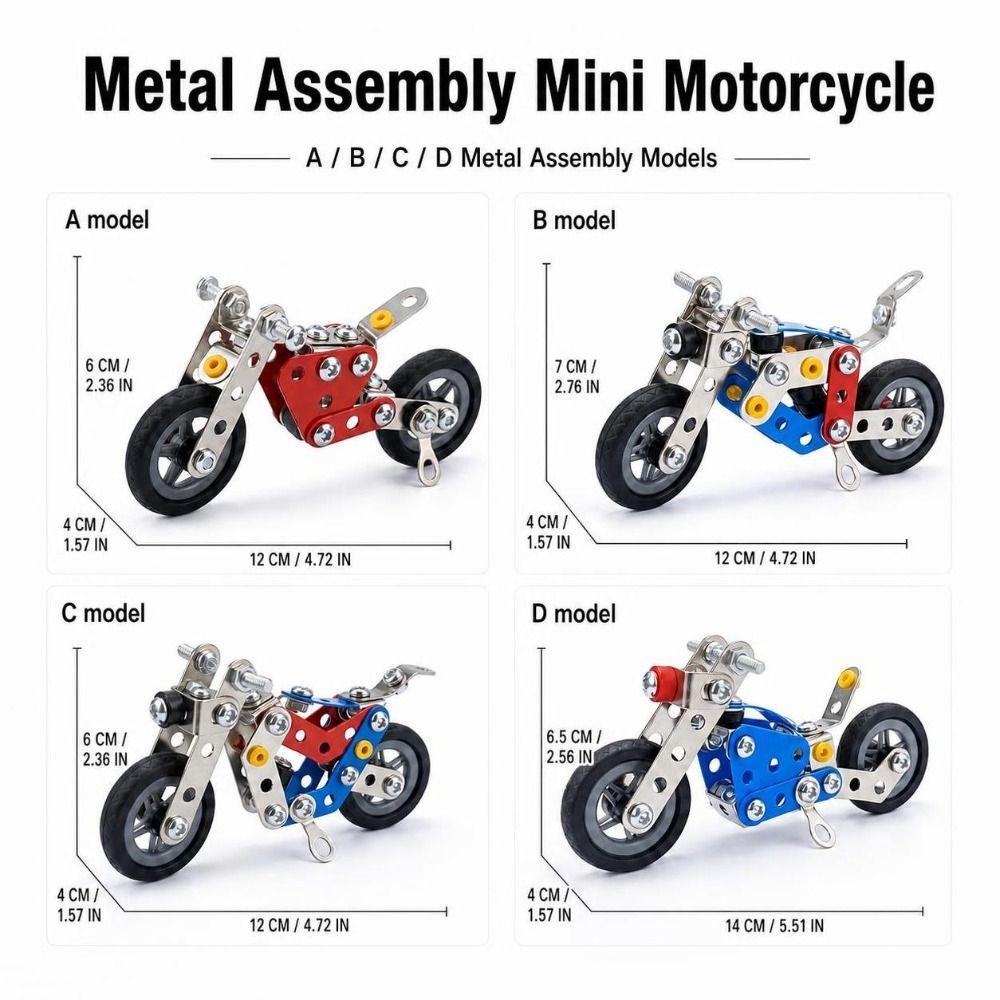 Motorcycle‑Shaped Metal Building Toy Mini‑Sized Assembly Puzzle Toy Motorcycle Model Kit Kids