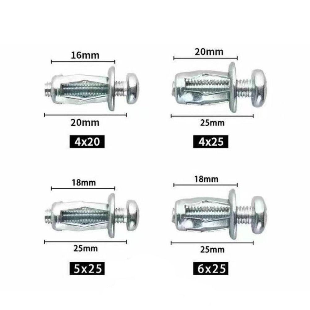 50pcs Metal Jack Nuts Screw Fixed Bolt Board Expansion Plugs Anchors Rivet Nut  Board Wall