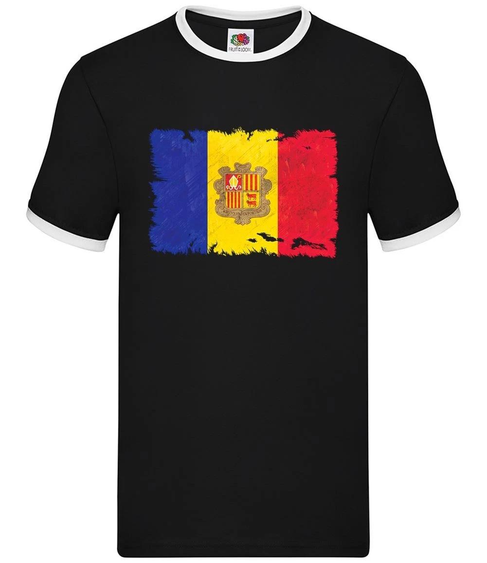 Andorra Grunge Style Flag - Mens Ringer - Country Travel Flags La Vella XL