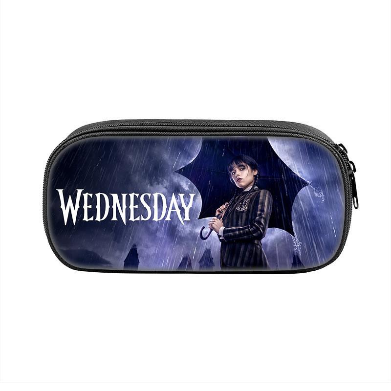 Wednesday Addams Pencil Case Oxford Material With Circular Design For Students And Collectors