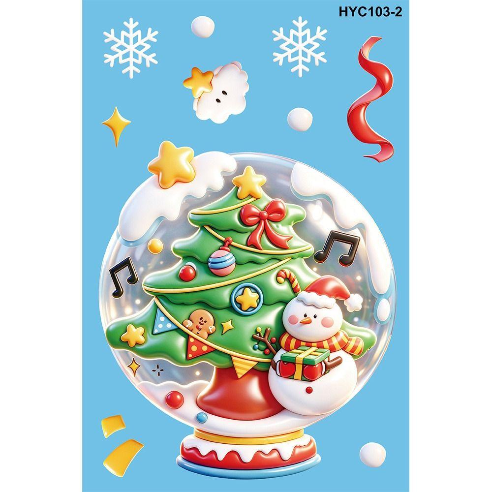 9Pcs PVC Christmas Window Stickers Removable Christmas Static Stickers  New Year Party Decor