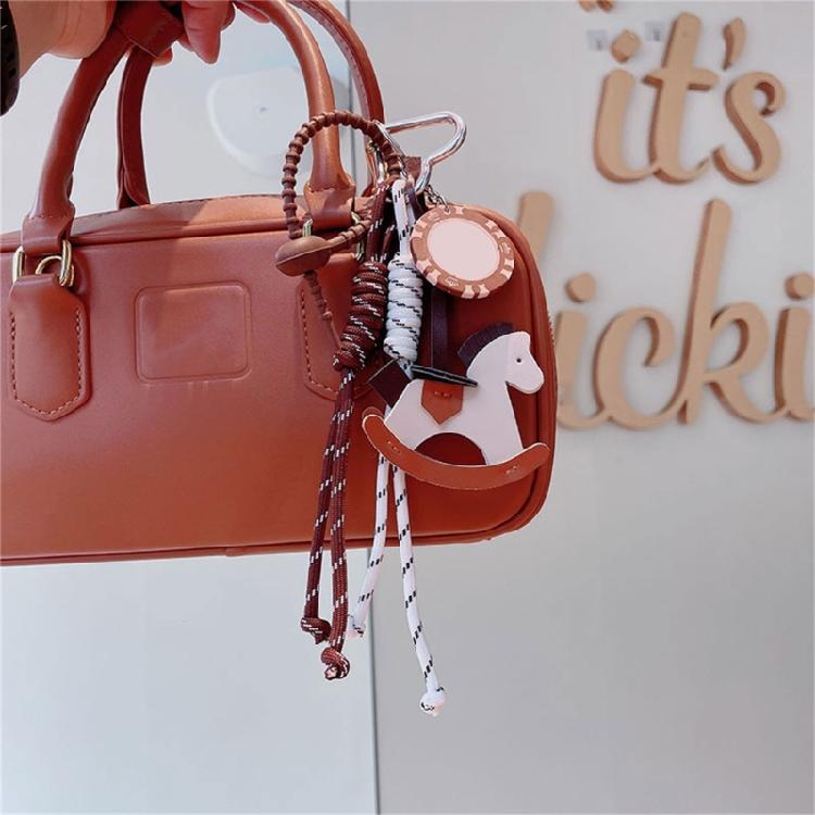 Stylish Leather Horse Pendant Keychain Braided Rope Bag Charm Keychain Bags Decoration For Phone And Bag Use