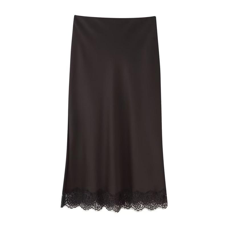 European and American Women's Casual Silk Satin Lace Top + Skirt - Trendy INS Style