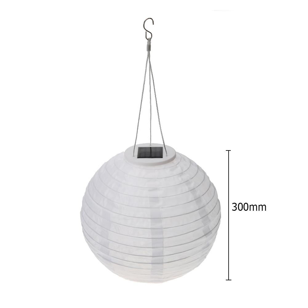12 Inch Colorful Lantern Waterproof Outdoor Garden Decoration Holiday Supplies Nylon Round Hanging LED Solar Lantern