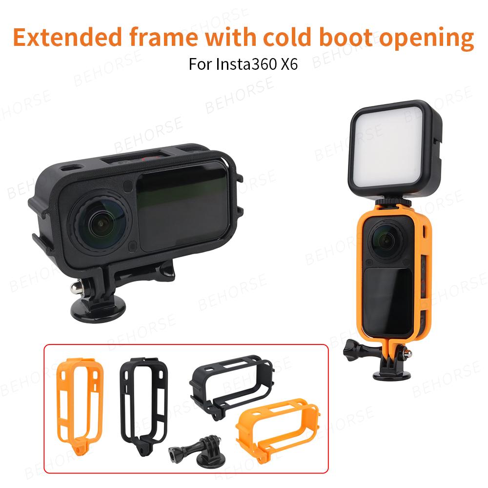 Camera Expansion Frame for Insta360 X6 Protective Cage with Cold Shoe Mount Horizontal Vertical Shooting Vlog Bracket Accessory