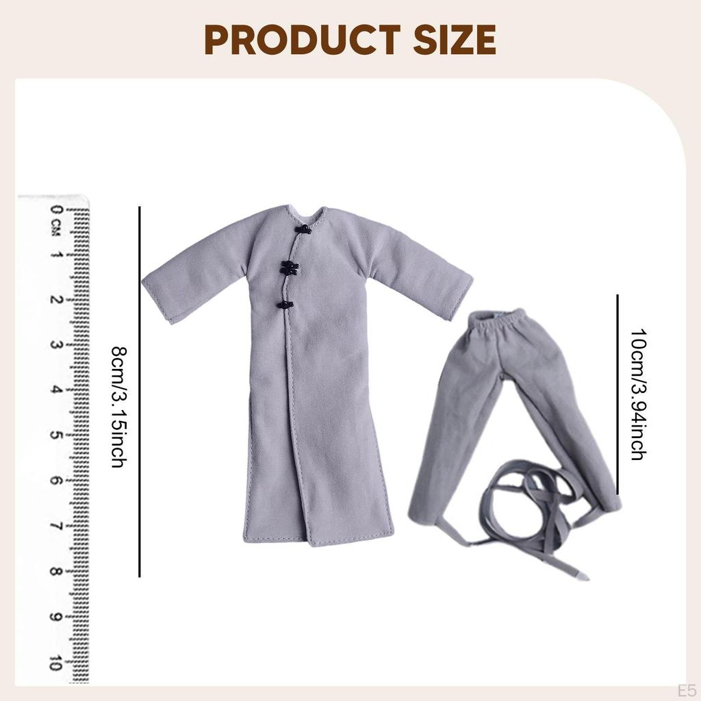 1/12 Action Figure Clothes Coat and Pants Mini Doll Model Costume Length Jacket for 6" Male