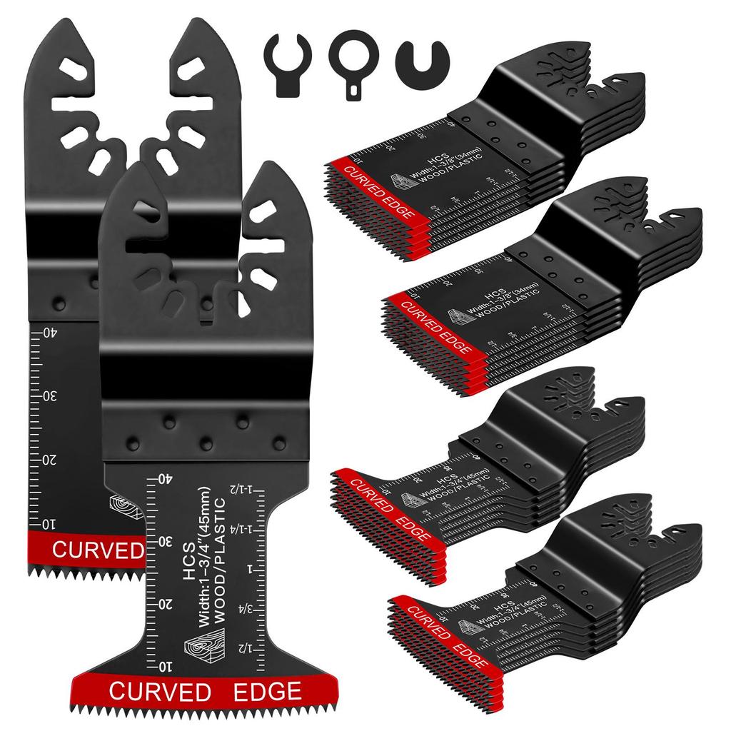 20-Piece Universal Oscillating Saw Blade Set with Arc-Shaped Multi-Functional Quick Release Blades