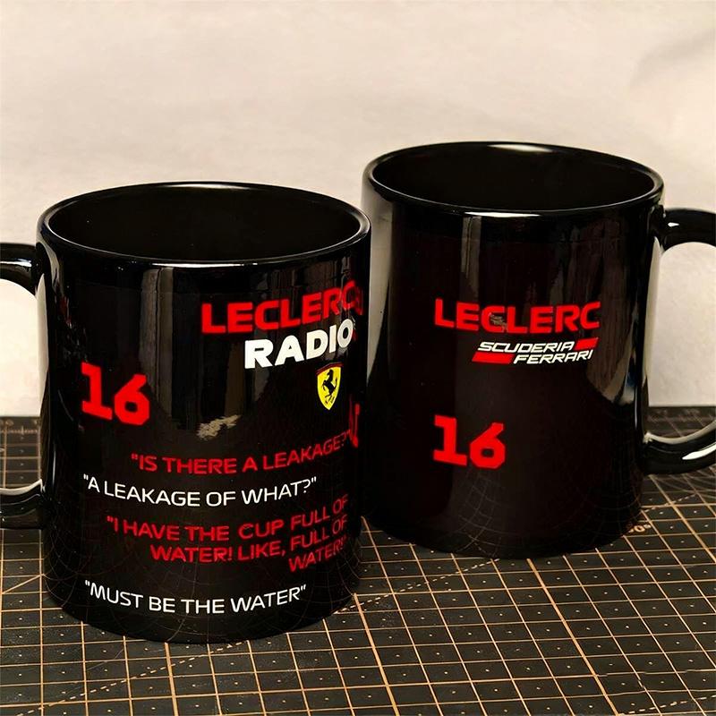 1PC F1 Team Ferrari Racing Charles Leclerc Ceramic Water Cup Coffee Mug Handle Tea Cups Enthusiast Peripheral for Woman Man Gift ZXX1