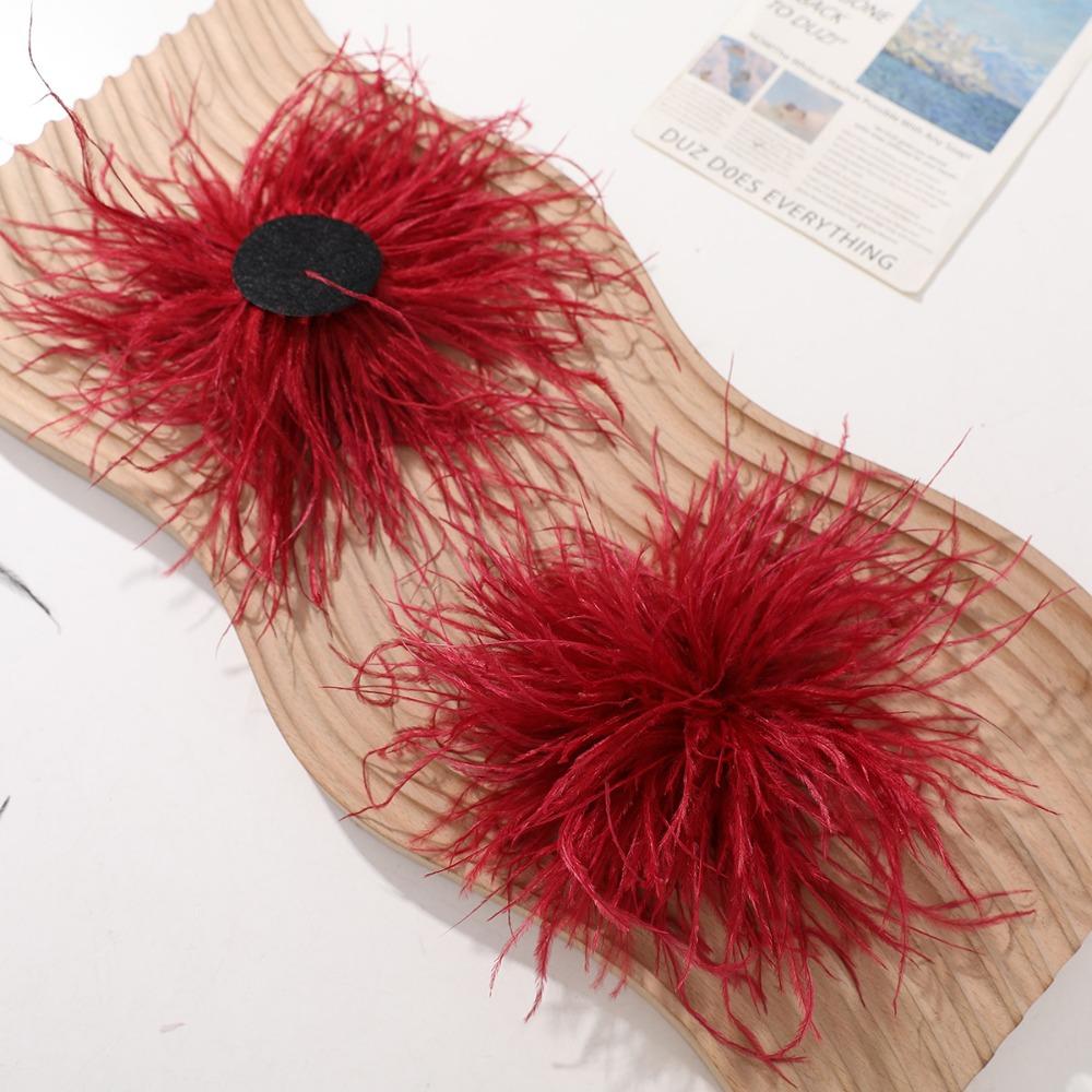 Fluffy Ostrich Feather Applique Handmade Feather Pin Feather Patch  DIY Handmade Accessory