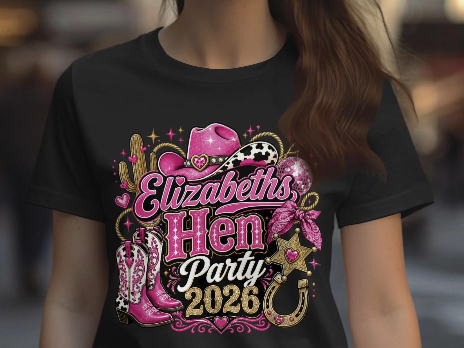 Personalised Cowgirl Hen Party T Shirt 2026 Bride Squad Ladies Night Out Gift XXXL