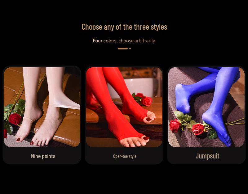 Large Shiny Open-Crotch 8D Seamless Pantyhose – Sexy 360° High-Density 912-Needle Women's Stockings