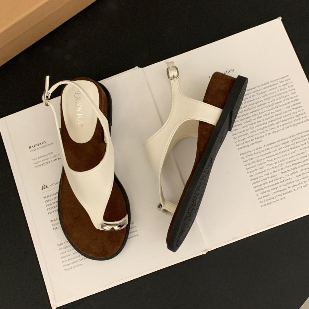Summer temperament new French Roman shoe cover toe slope heel metal buckle 2025 design niche platform sandals women