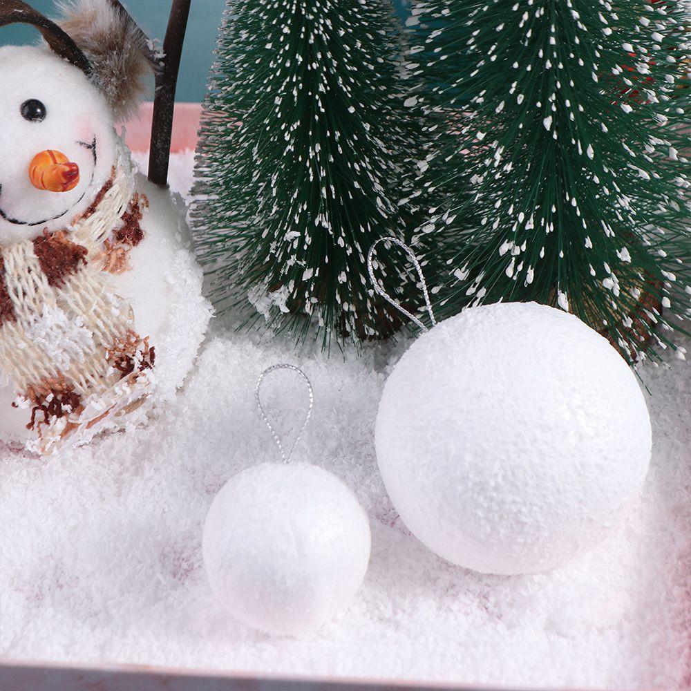 6pcs 4/6/8CM White Foam Christmas Balls DIY Round Christmas Hanging Balls Elegant Christmas Snowballs Hotel Office Decor