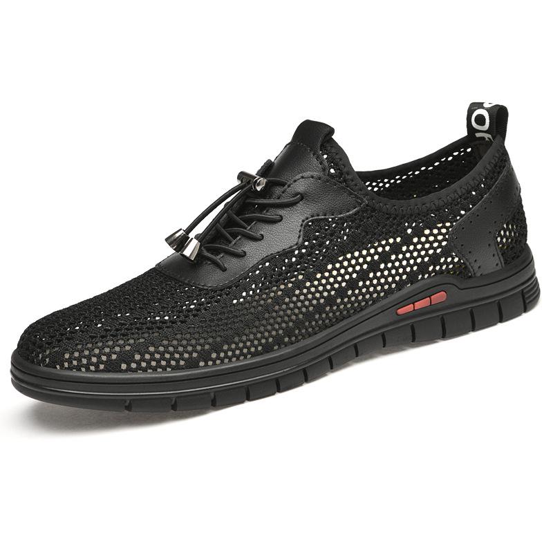 Summer Breathable Men s Flyknit Mesh Sport Shoes: Lightweight and Cool Casual Hollow Design 46 чёрный