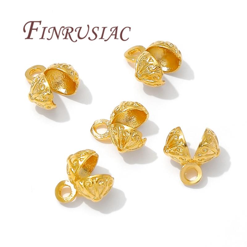 Crimp Cover Beads 18K Gold Plated Cover Bead,End Bead For Bracelets,Clam Shells Bead Tip,DIY Jewelry Making Supplies Connectors