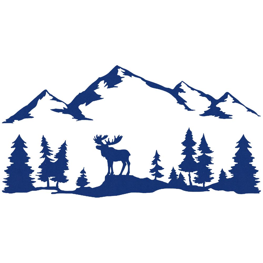 

For SUV RV Camper Offroad Moose Trees Forest Mountain Silhouette Vinyl Art Sticker Car Decor Outdoors Hiking Decals Decoration 43x22 cm синий