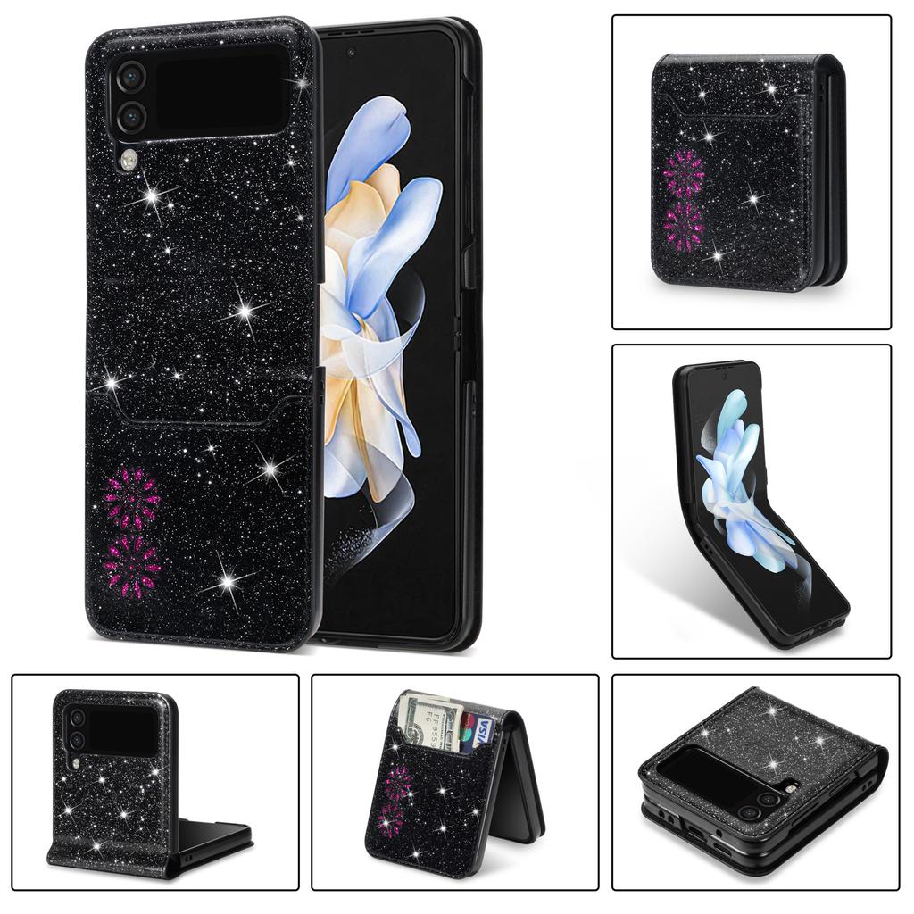 Suitable for Samsung Z Flip4 Mobile Phone Case Z Flip3 Glitter Star Card Anti-drop Protective Case 3rd Generation Folding
